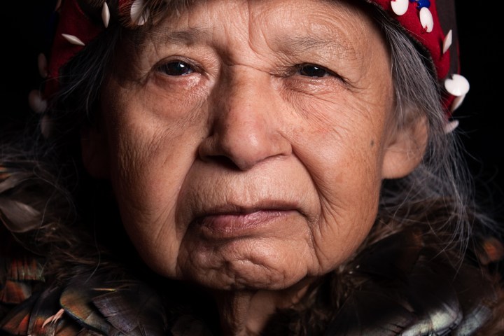 a close up of a person wearing a costume